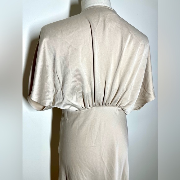 BHLDN Anthro | Amelia Deep V Satin Dress | Maxi | Cream | Women’s 12 - Picture 6 of 7
